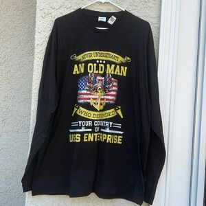 Port Company Blk Shirt 'Never Estimate An Old Man USS Enterpriseprise Size XXL
